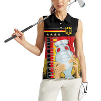 Custom Germany Football Road to the 4th European Championship Women Sleeveless Polo Shirt Black Color - Wonder Print Shop