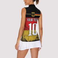 Custom Germany Football Road to the 4th European Championship Women Sleeveless Polo Shirt Black Color - Wonder Print Shop