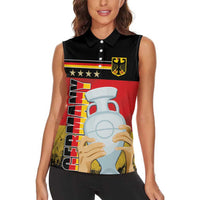 Custom Germany Football Road to the 4th European Championship Women Sleeveless Polo Shirt Black Color - Wonder Print Shop