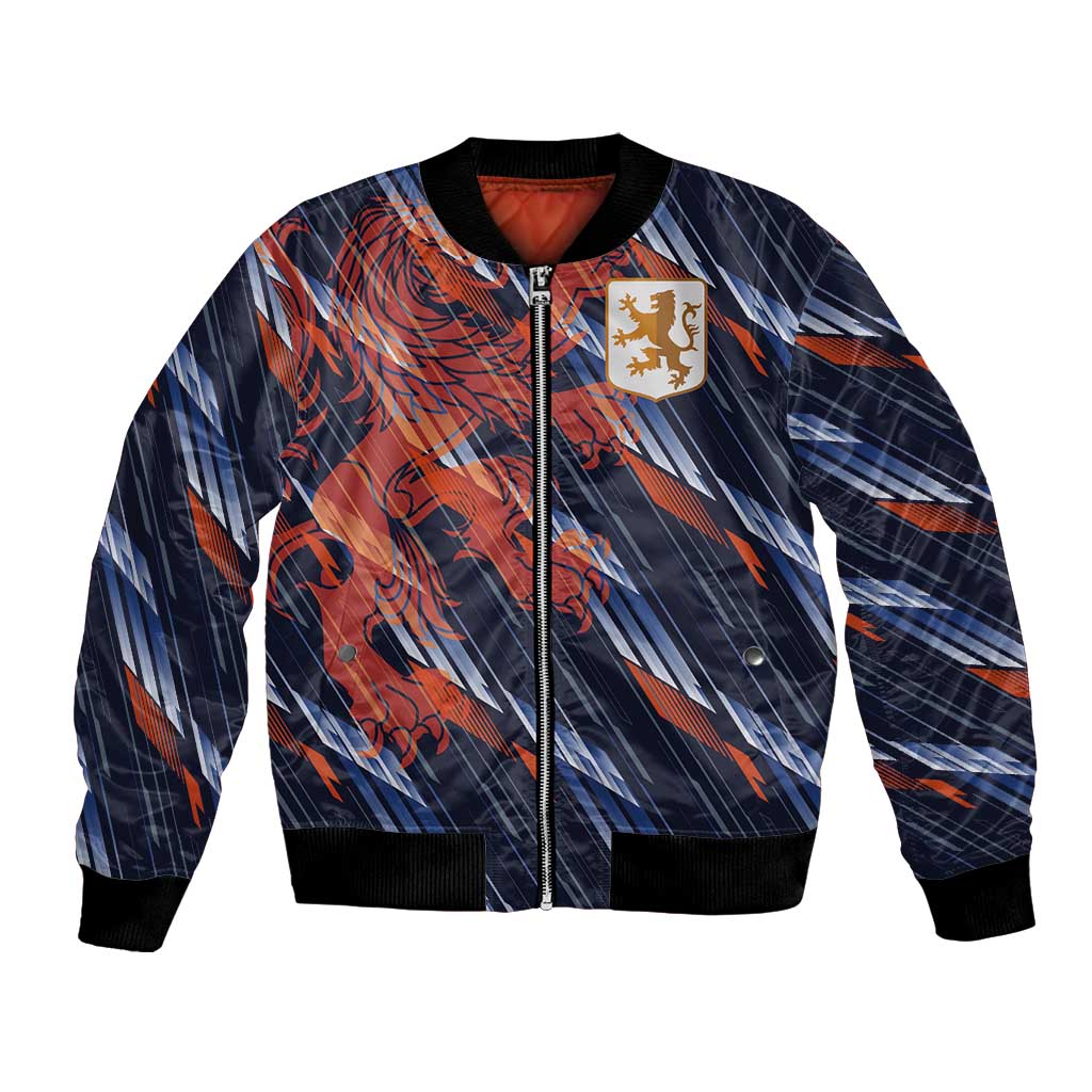 Custom Netherlands Lion Football Bomber Jacket Sporty Style - Wonder Print Shop