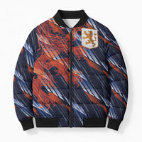 Custom Netherlands Lion Football Bomber Puffer Jacket Sporty Style - Wonder Print Shop