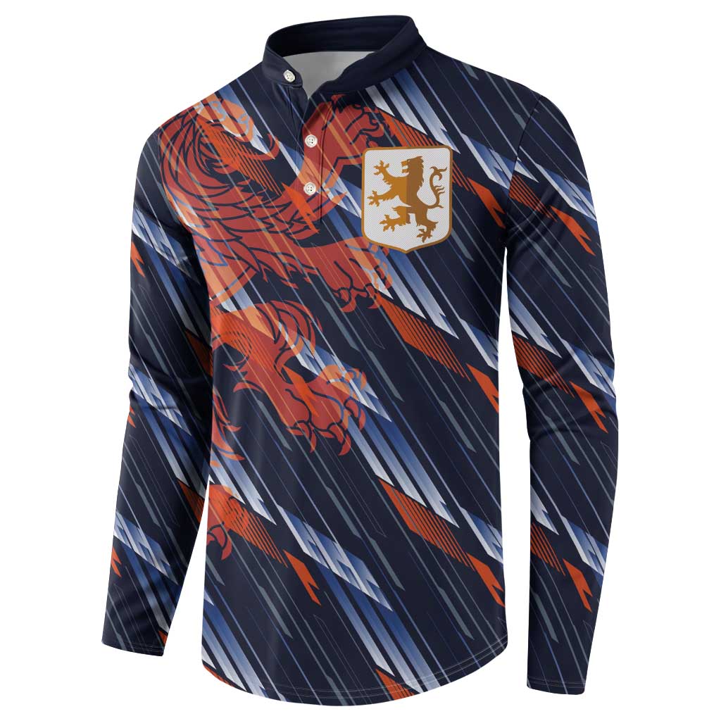Custom Netherlands Lion Football Button Sweatshirt Sporty Style - Wonder Print Shop