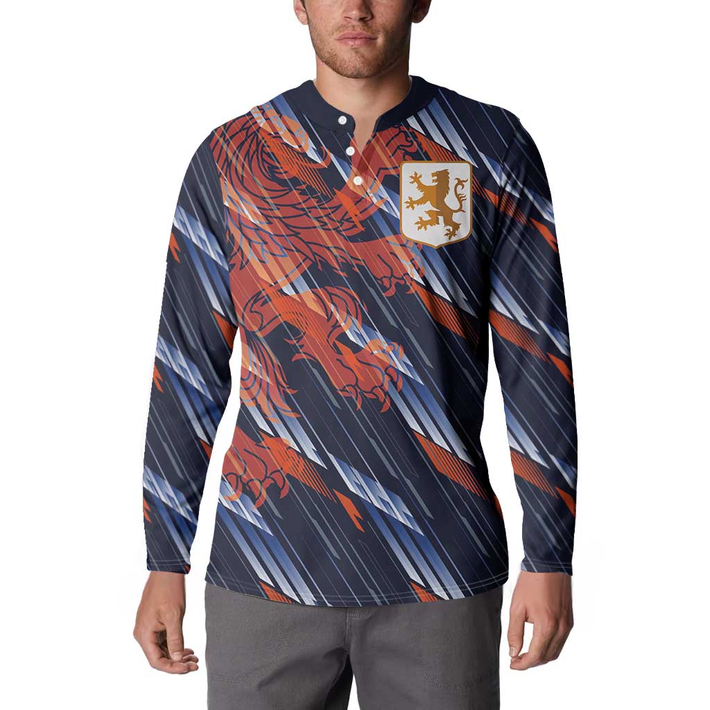 Custom Netherlands Lion Football Button Sweatshirt Sporty Style - Wonder Print Shop
