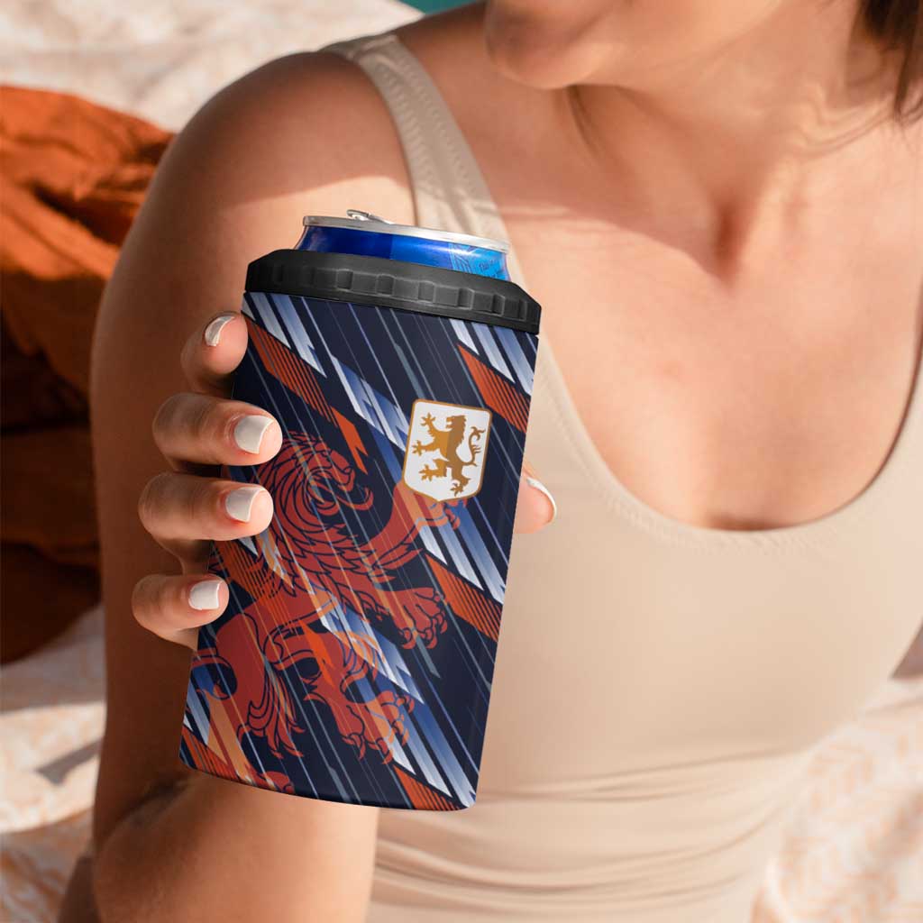 Custom Netherlands Lion Football 4 in 1 Can Cooler Tumbler Sporty Style - Wonder Print Shop