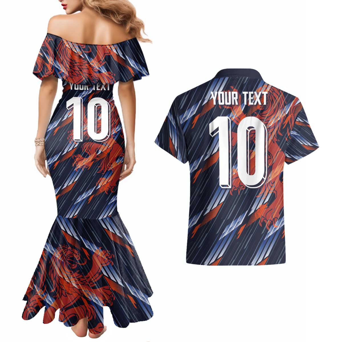Custom Netherlands Lion Football Couples Matching Mermaid Dress and Hawaiian Shirt Sporty Style - Wonder Print Shop