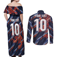 Custom Netherlands Lion Football Couples Matching Off Shoulder Maxi Dress and Long Sleeve Button Shirt Sporty Style - Wonder Print Shop