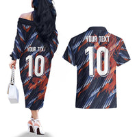Custom Netherlands Lion Football Couples Matching Off The Shoulder Long Sleeve Dress and Hawaiian Shirt Sporty Style - Wonder Print Shop