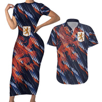 Custom Netherlands Lion Football Couples Matching Short Sleeve Bodycon Dress and Hawaiian Shirt Sporty Style - Wonder Print Shop