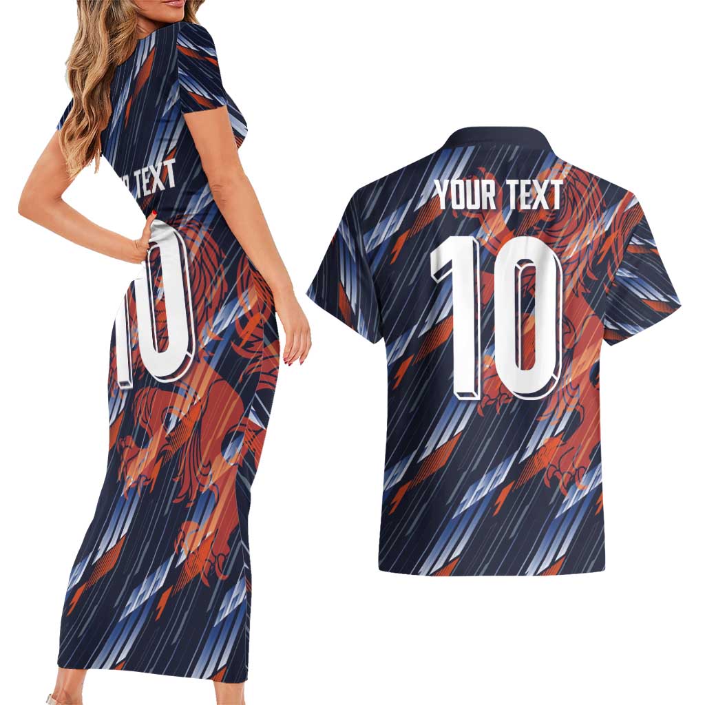 Custom Netherlands Lion Football Couples Matching Short Sleeve Bodycon Dress and Hawaiian Shirt Sporty Style - Wonder Print Shop