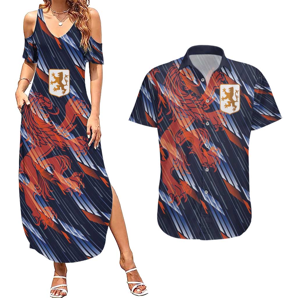 Custom Netherlands Lion Football Couples Matching Summer Maxi Dress and Hawaiian Shirt Sporty Style - Wonder Print Shop