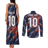 Custom Netherlands Lion Football Couples Matching Tank Maxi Dress and Long Sleeve Button Shirt Sporty Style - Wonder Print Shop