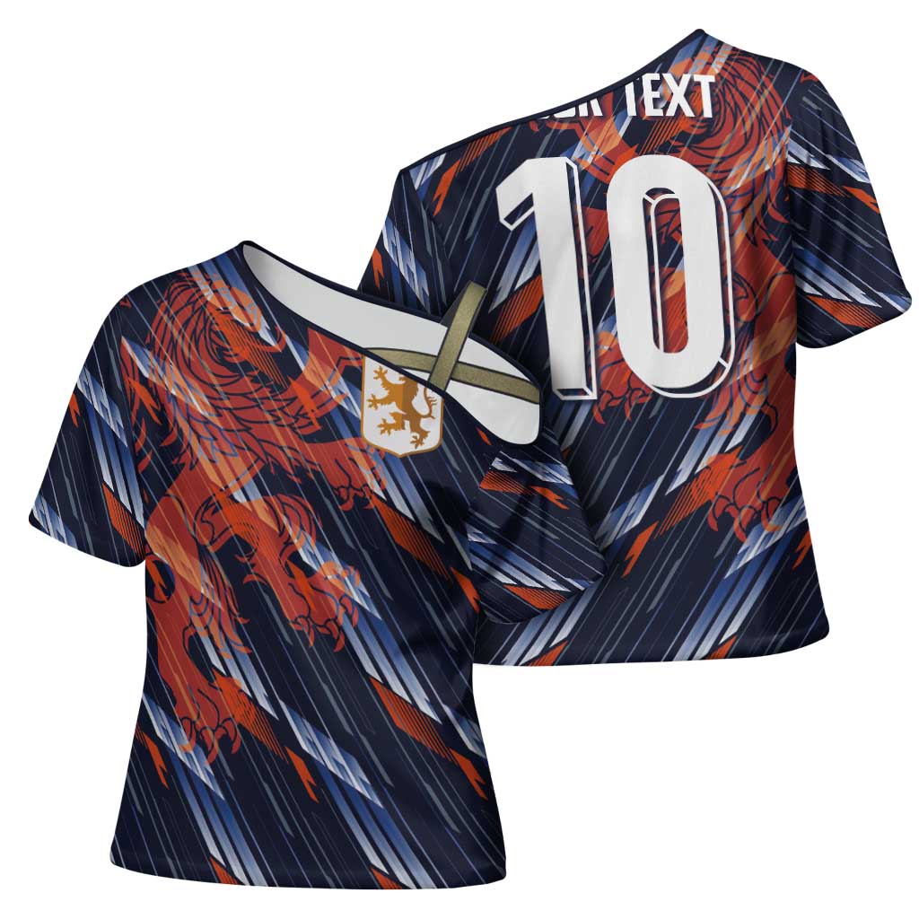 Custom Netherlands Lion Football Cross Shoulder Shirt Sporty Style - Wonder Print Shop