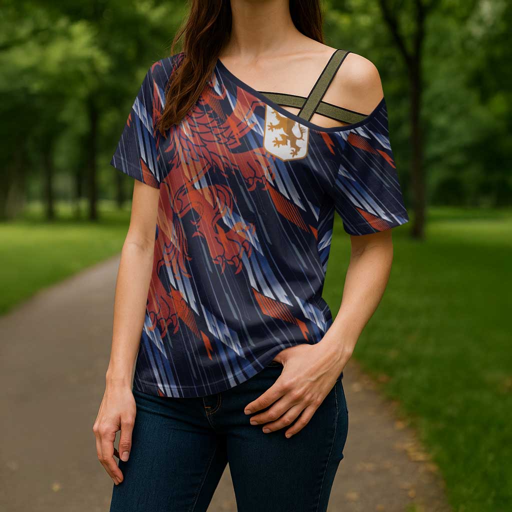 Custom Netherlands Lion Football Cross Shoulder Shirt Sporty Style - Wonder Print Shop