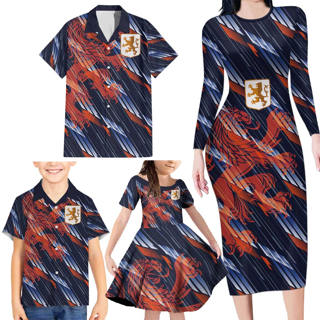 Custom Netherlands Lion Football Family Matching Long Sleeve Bodycon Dress and Hawaiian Shirt Sporty Style - Wonder Print Shop