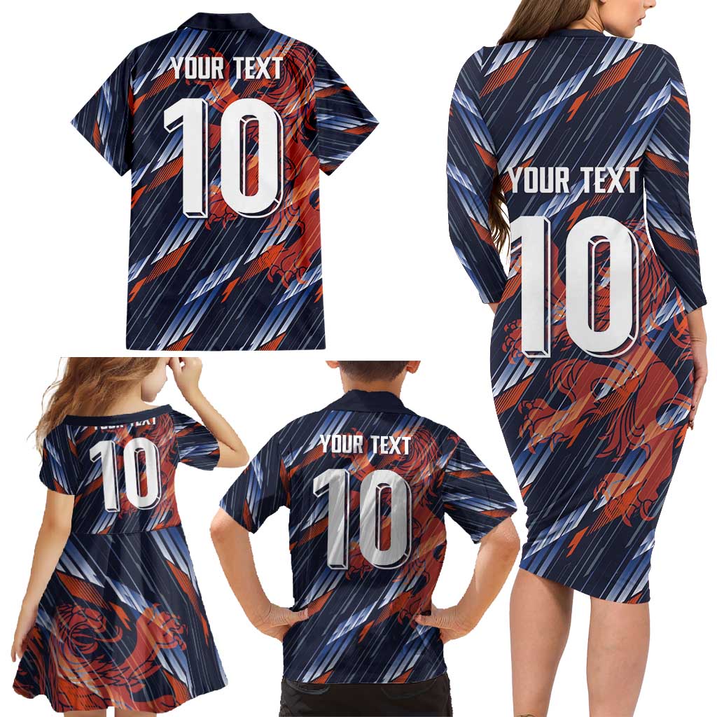 Custom Netherlands Lion Football Family Matching Long Sleeve Bodycon Dress and Hawaiian Shirt Sporty Style - Wonder Print Shop