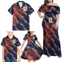 Custom Netherlands Lion Football Family Matching Off Shoulder Maxi Dress and Hawaiian Shirt Sporty Style - Wonder Print Shop