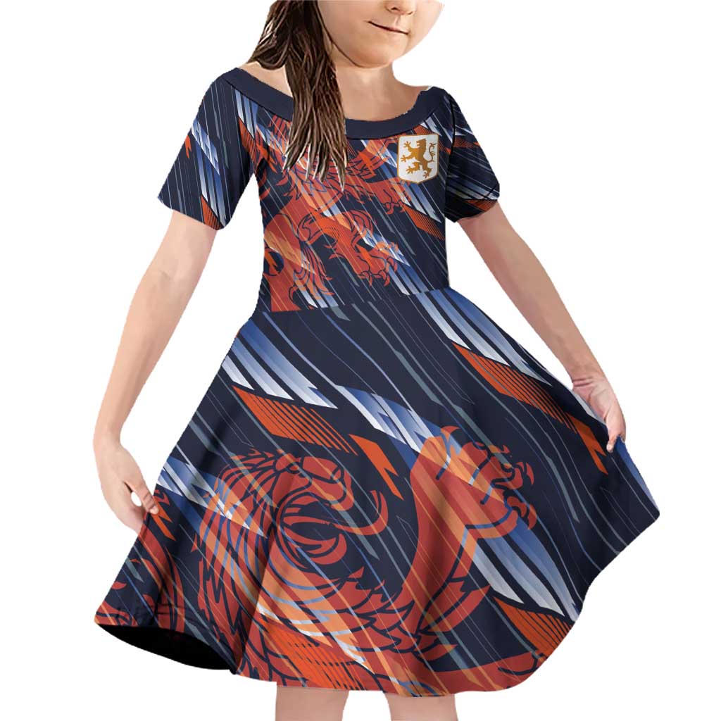 Custom Netherlands Lion Football Family Matching Off Shoulder Short Dress and Hawaiian Shirt Sporty Style - Wonder Print Shop