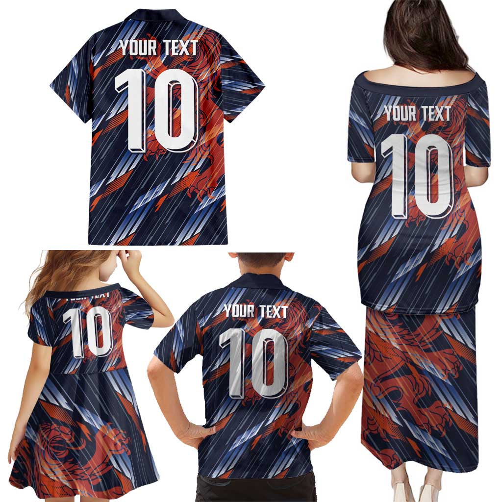 Custom Netherlands Lion Football Family Matching Puletasi and Hawaiian Shirt Sporty Style - Wonder Print Shop