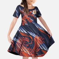 Custom Netherlands Lion Football Family Matching Short Sleeve Bodycon Dress and Hawaiian Shirt Sporty Style - Wonder Print Shop