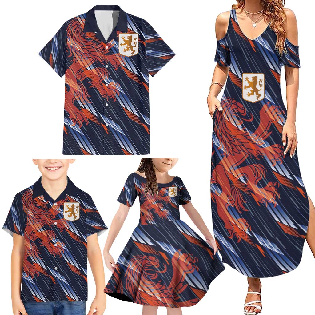 Custom Netherlands Lion Football Family Matching Summer Maxi Dress and Hawaiian Shirt Sporty Style - Wonder Print Shop