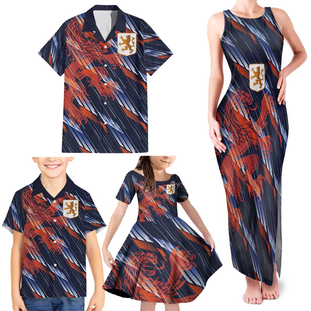 Custom Netherlands Lion Football Family Matching Tank Maxi Dress and Hawaiian Shirt Sporty Style - Wonder Print Shop