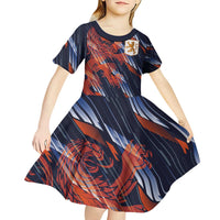 Custom Netherlands Lion Football Kid Short Sleeve Dress Sporty Style - Wonder Print Shop