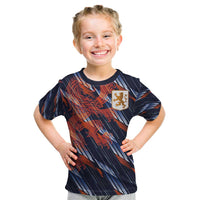 Custom Netherlands Lion Football Kid T Shirt Sporty Style - Wonder Print Shop