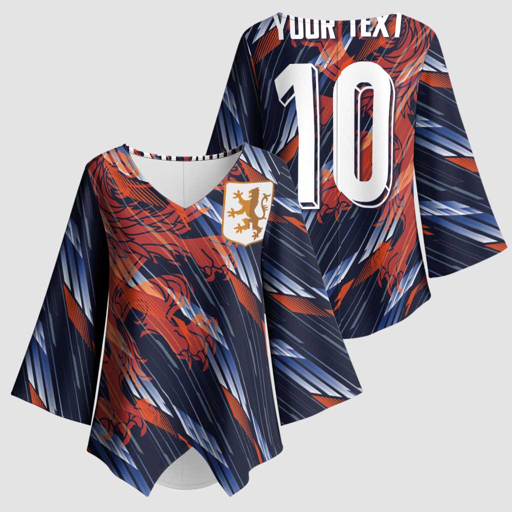 Custom Netherlands Lion Football Kimono Sleeve Blouse Sporty Style - Wonder Print Shop