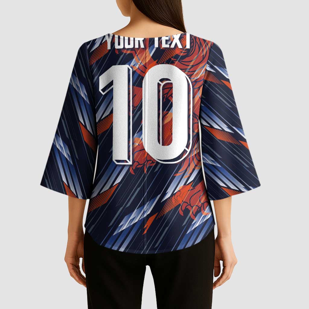 Custom Netherlands Lion Football Kimono Sleeve Blouse Sporty Style - Wonder Print Shop