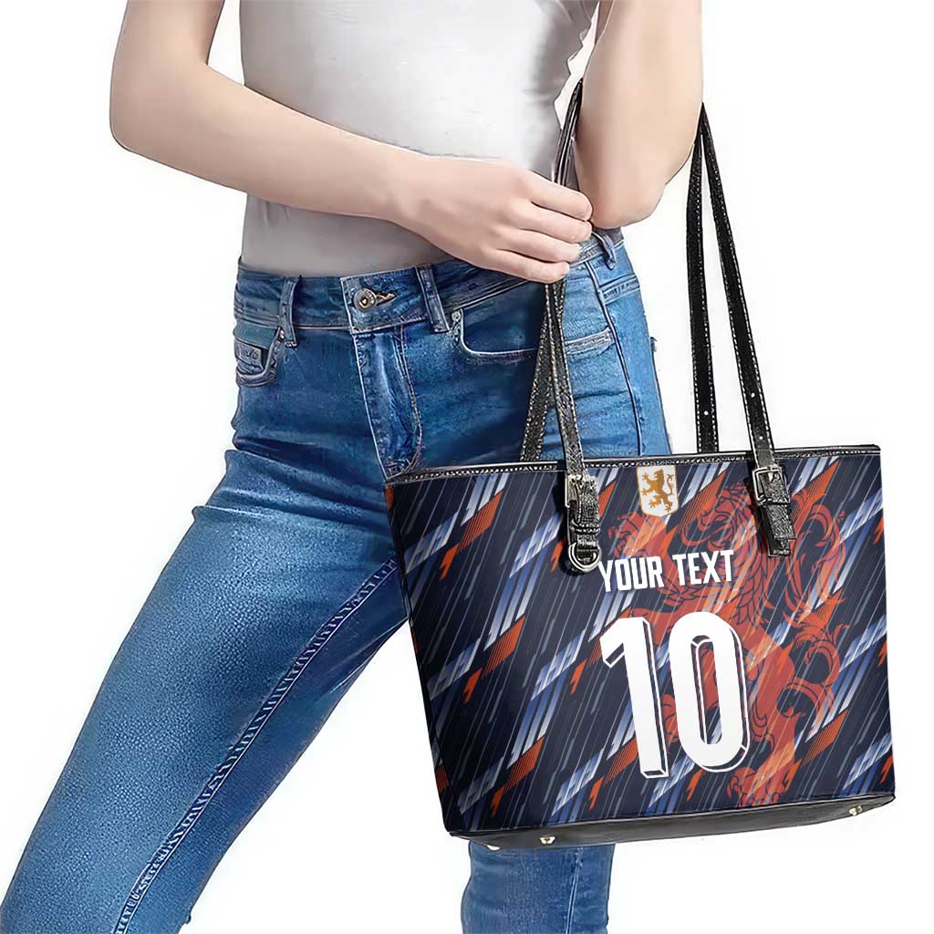 Custom Netherlands Lion Football Leather Tote Bag Sporty Style - Wonder Print Shop