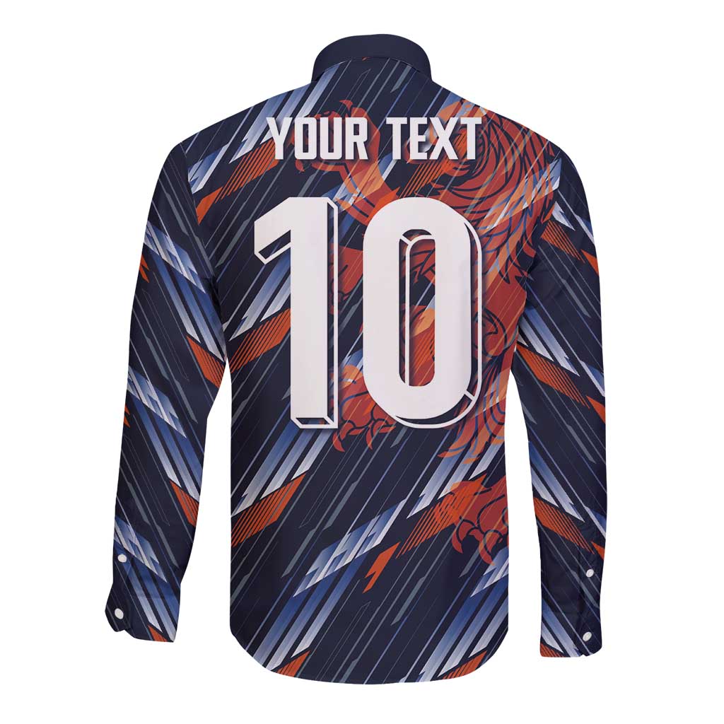 Custom Netherlands Lion Football Long Sleeve Button Shirt Sporty Style - Wonder Print Shop
