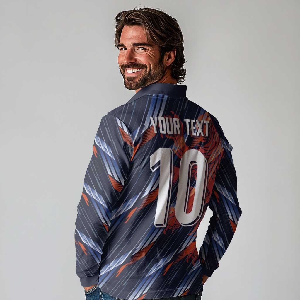 Custom Netherlands Lion Football Long Sleeve Polo Shirt Sporty Style - Wonder Print Shop