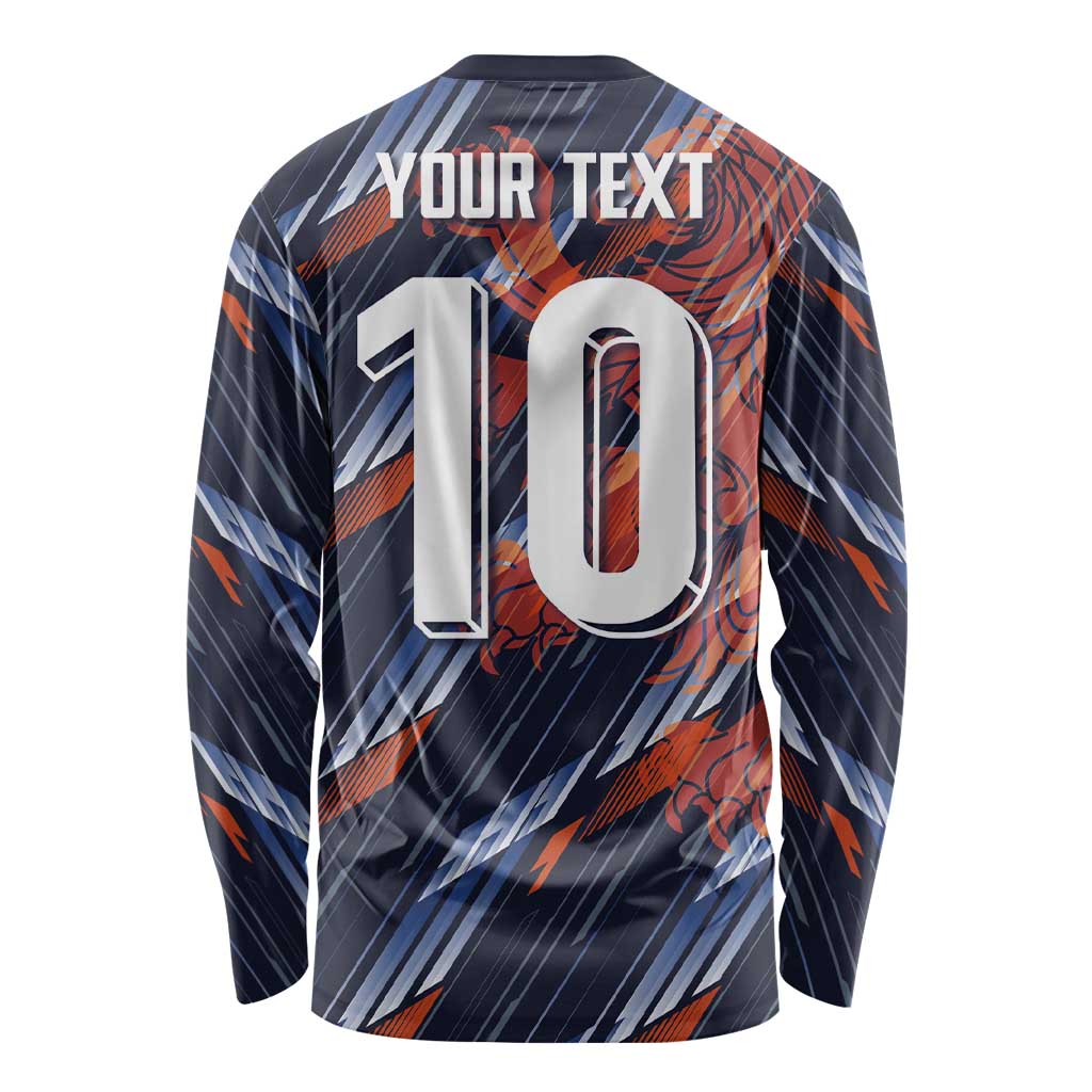 Custom Netherlands Lion Football Long Sleeve Shirt Sporty Style - Wonder Print Shop