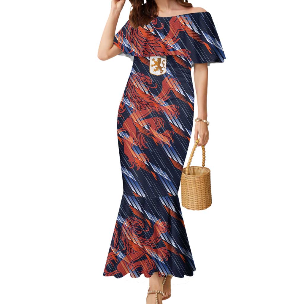 Custom Netherlands Lion Football Mermaid Dress Sporty Style - Wonder Print Shop