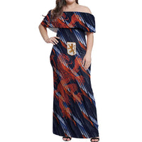 Custom Netherlands Lion Football Off Shoulder Maxi Dress Sporty Style - Wonder Print Shop