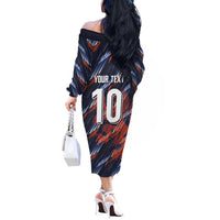 Custom Netherlands Lion Football Off The Shoulder Long Sleeve Dress Sporty Style - Wonder Print Shop