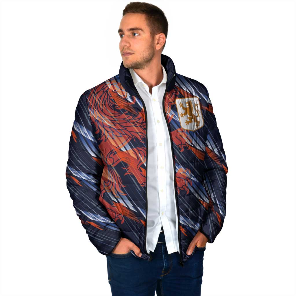 Custom Netherlands Lion Football Padded Jacket Sporty Style - Wonder Print Shop