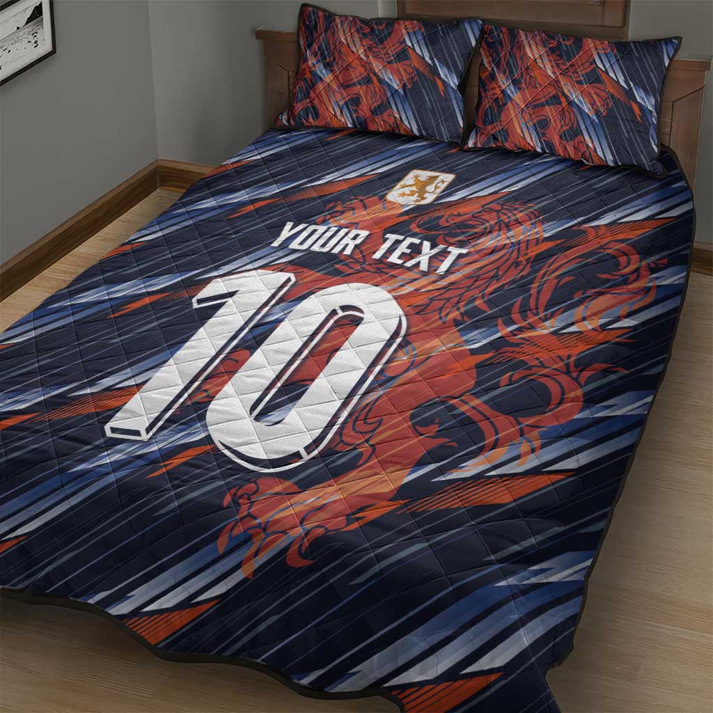 Custom Netherlands Lion Football Quilt Bed Set Sporty Style - Wonder Print Shop