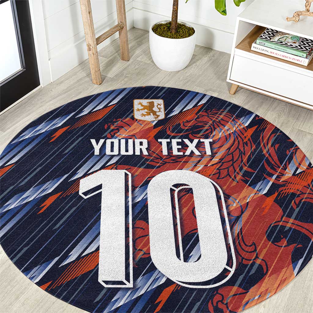 Custom Netherlands Lion Football Round Carpet Sporty Style - Wonder Print Shop
