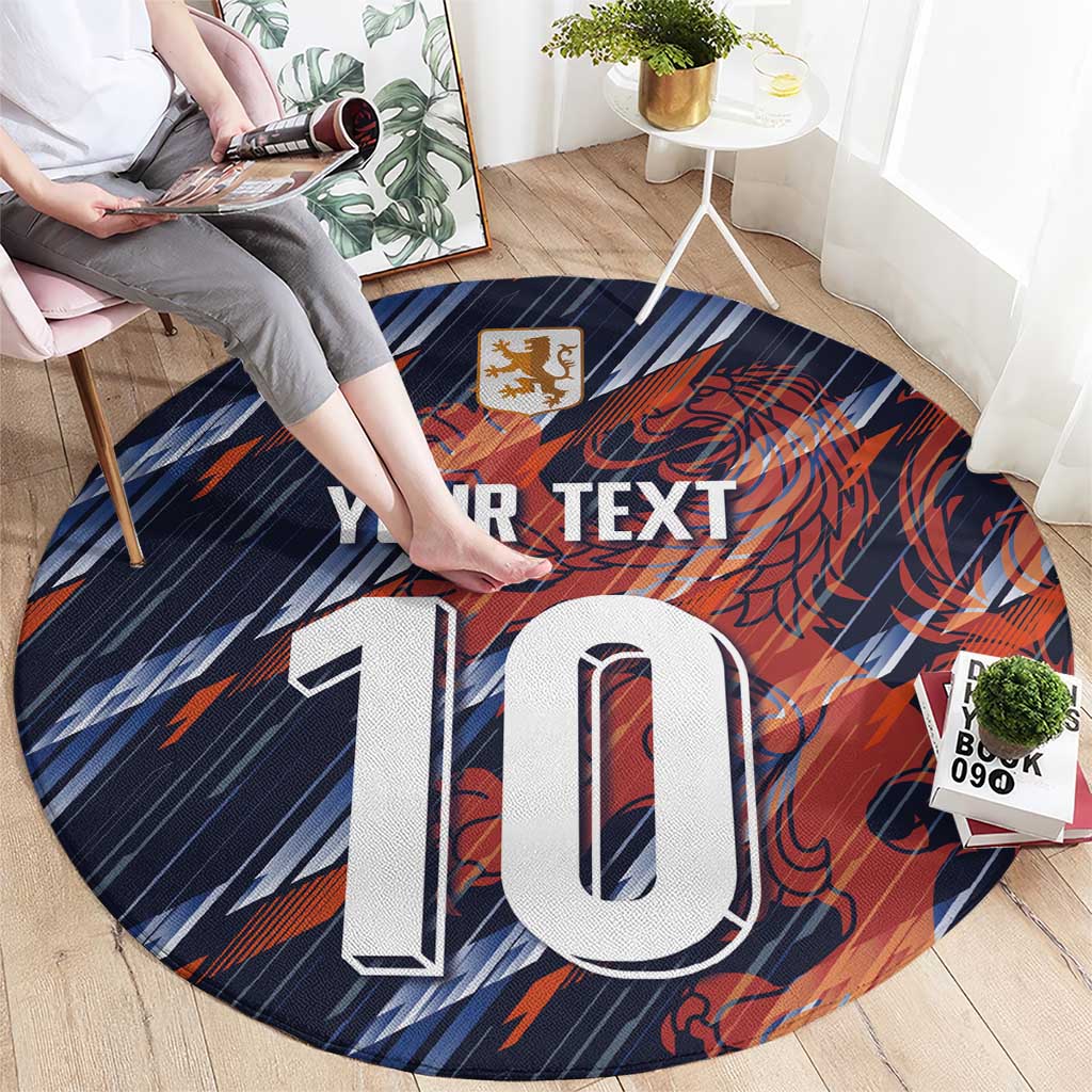 Custom Netherlands Lion Football Round Carpet Sporty Style - Wonder Print Shop