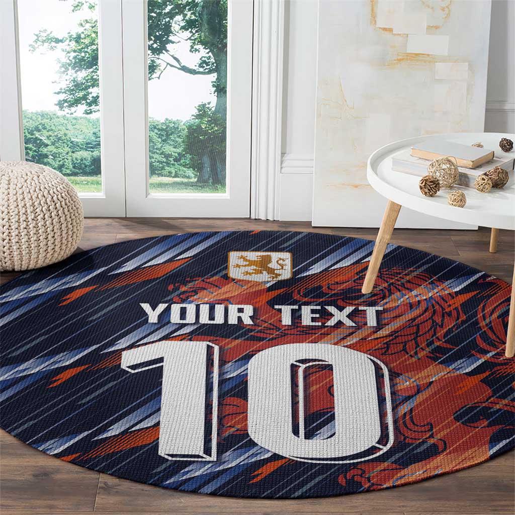 Custom Netherlands Lion Football Round Carpet Sporty Style - Wonder Print Shop