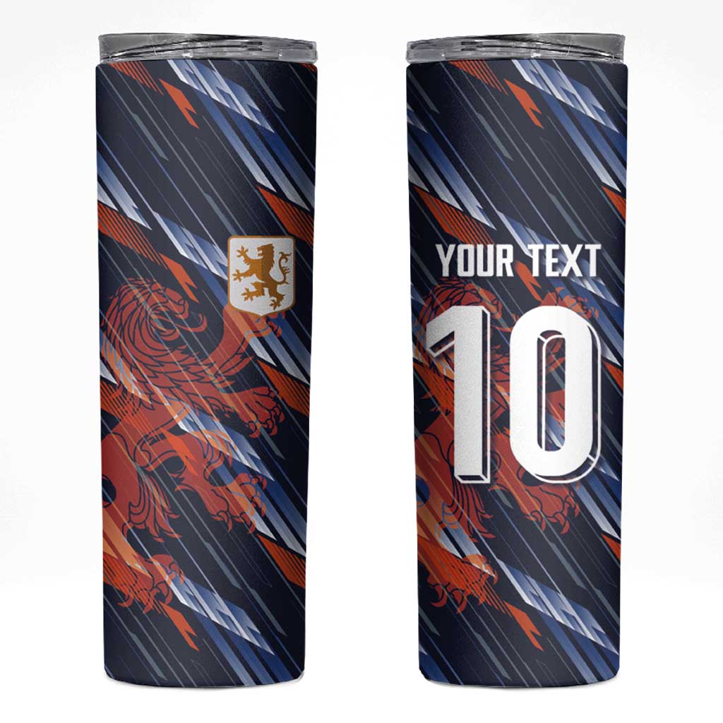 Custom Netherlands Lion Football Skinny Tumbler Sporty Style - Wonder Print Shop