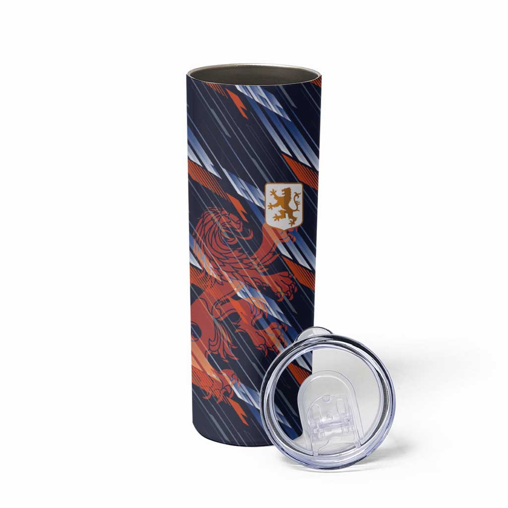 Custom Netherlands Lion Football Skinny Tumbler Sporty Style - Wonder Print Shop