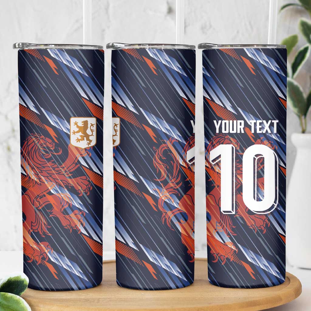 Custom Netherlands Lion Football Skinny Tumbler Sporty Style - Wonder Print Shop