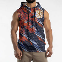 Custom Netherlands Lion Football Sleeveless Hoodie Sporty Style - Wonder Print Shop