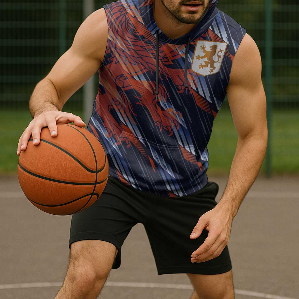 Custom Netherlands Lion Football Sleeveless Hoodie Sporty Style - Wonder Print Shop