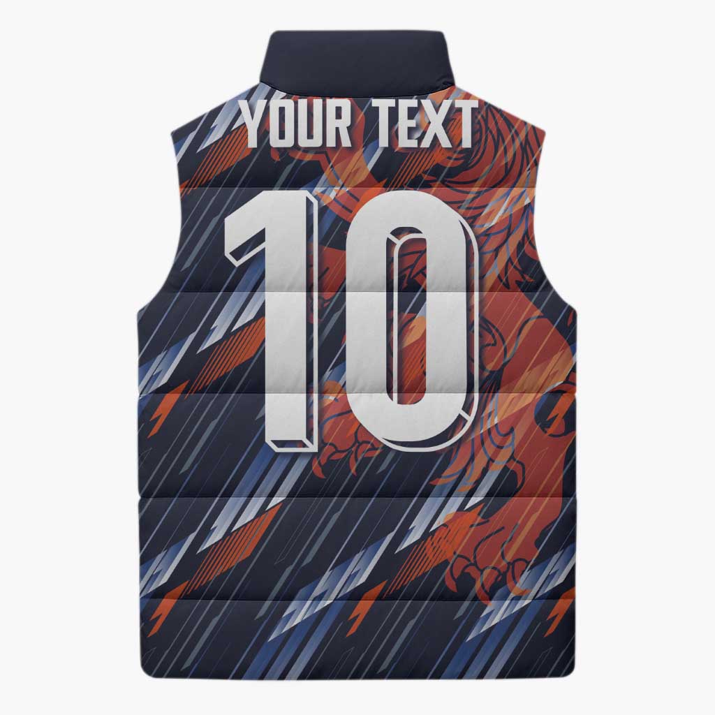 Custom Netherlands Lion Football Sleeveless Puffer Jacket Sporty Style - Wonder Print Shop