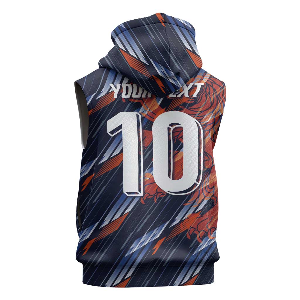 Custom Netherlands Lion Football Sleeveless Zip Hoodie Sporty Style - Wonder Print Shop