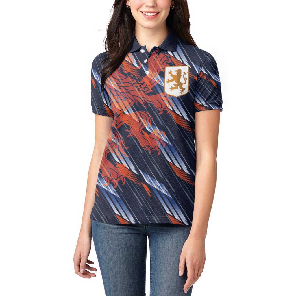 Custom Netherlands Lion Football Women Polo Shirt Sporty Style - Wonder Print Shop