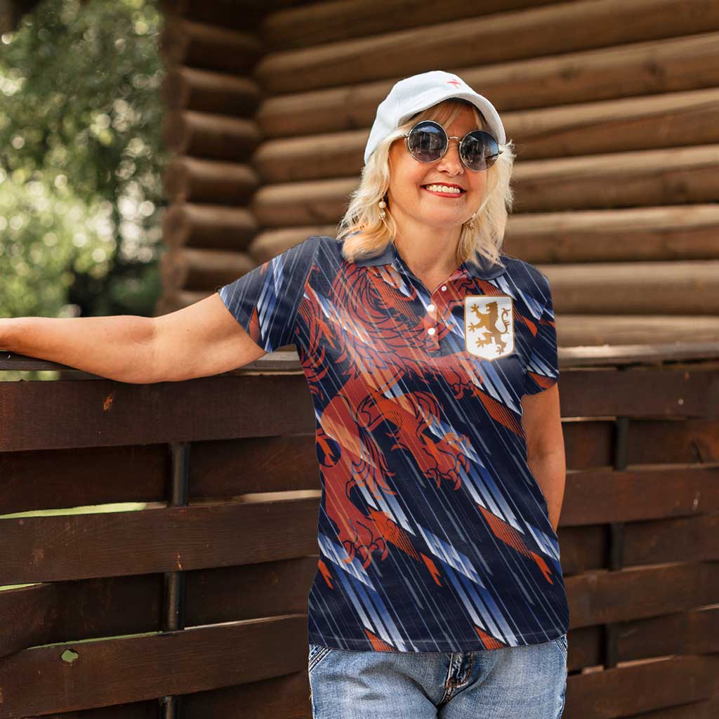 Custom Netherlands Lion Football Women Polo Shirt Sporty Style - Wonder Print Shop